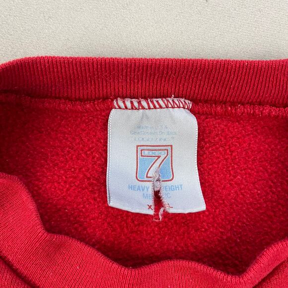 Vintage Logo 7 Sweatshirt Adult XL Red Crewneck Fleece Heavyweight Sports 90s - Picture 5 of 14